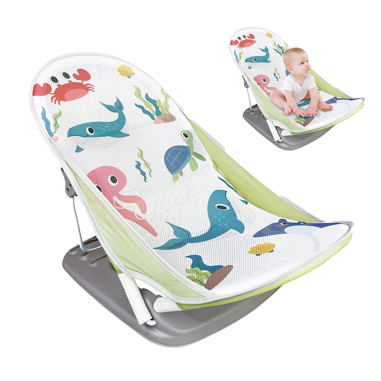 ccuzs Baby Bath Seat, Baby Bath Support | Foldable Baby Bath Tub - Foldable Baby Shower Rack for Bathtub, Countertop Wash Basin