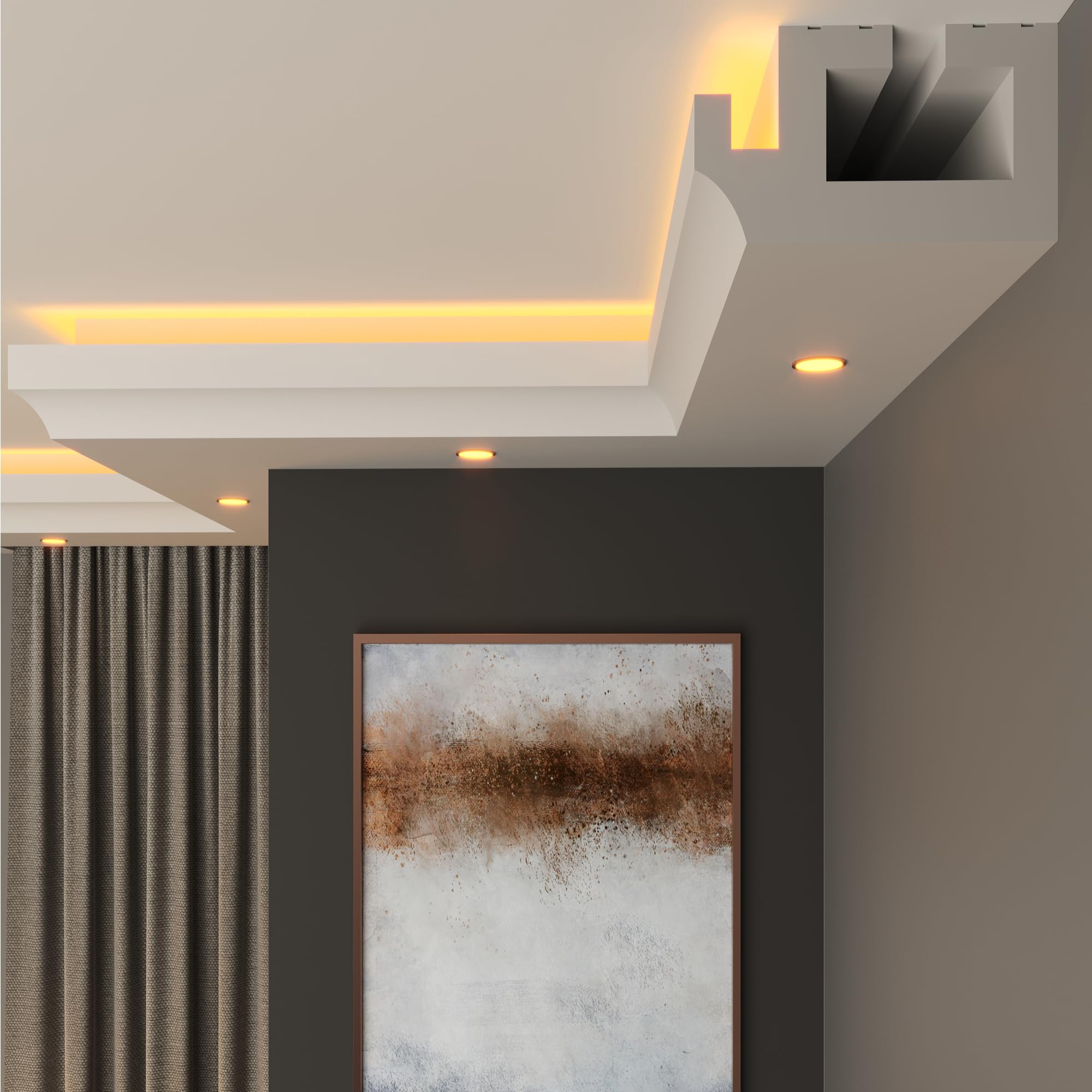 FAST DECOR Premium XPS LED Coving for Ceilings, Lightweight Decorative Cornice Moulding Trim, Paintable Finish, Easy DIY Installation, Cornice Coving, Ceiling Coving (CLS09, 2m (1 Length))