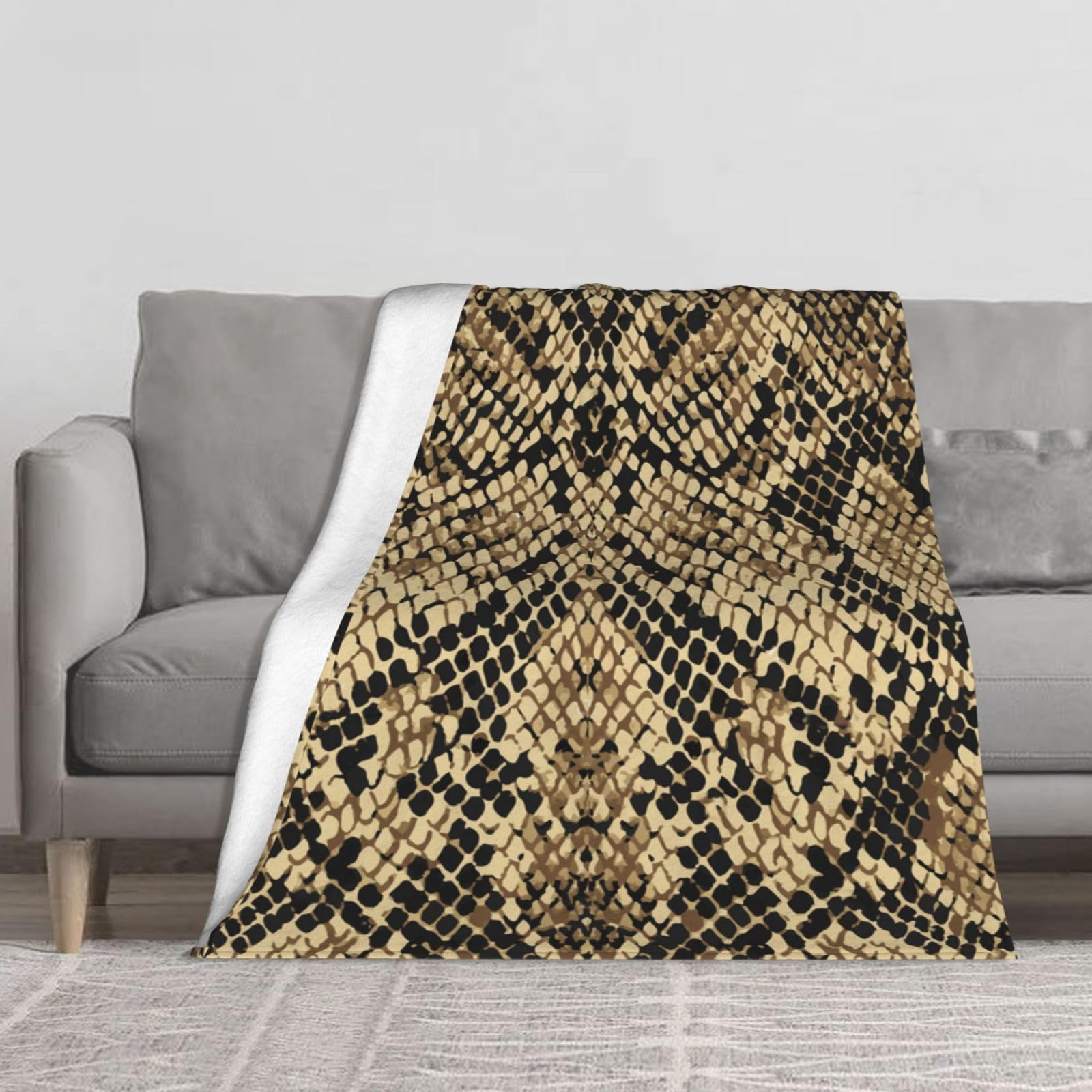 BYwenhopnbs Animal Snake Skin Art,Super Soft Thick Comfy Cozy Throw Flannel Blanket Couch 60"x50"