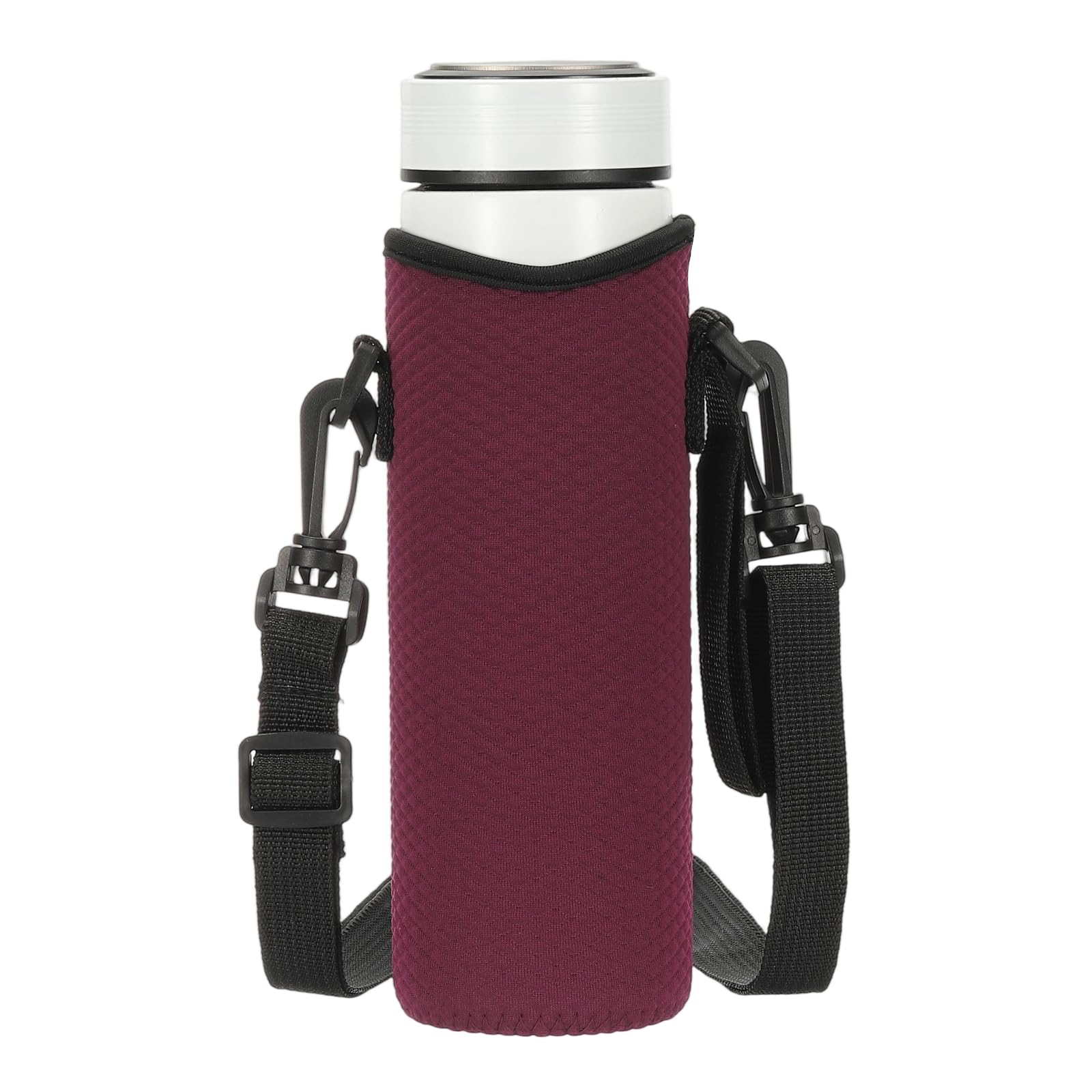 sourcing map Neoprene Water Bottle Sleeve with Strap, 40 oz Insulated Water Glass Bottle Carrier Bag Diamond Grid Collapsible Drink Bottle Sleeve Cover Holder with Handle, Red
