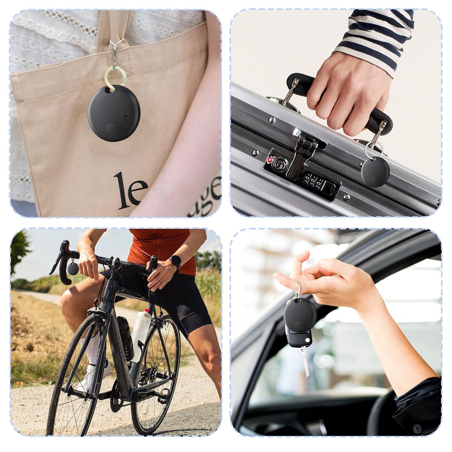 Lot de 4 étiquettes de suivi d'air Bluetooth, localisateurs d'articles compatibles avec l'application Apple Find My (iOS uniquement), gardez le suivi et vos clés, portefeuille, bagages, sac à dos (pas