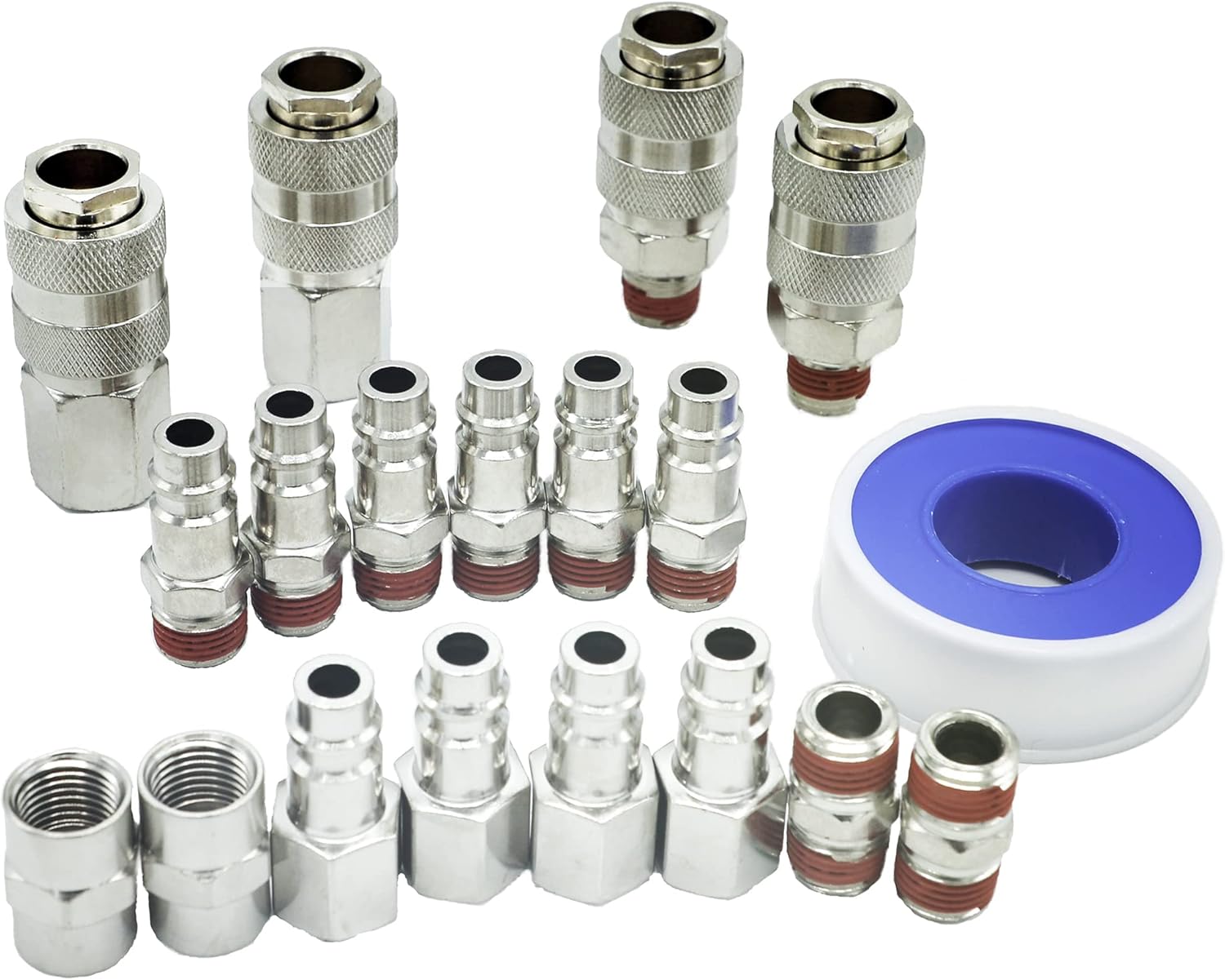 YOTOO 19pcs 1/4″ BSP Air Line Connectors Euro Hose Compressor Fitting