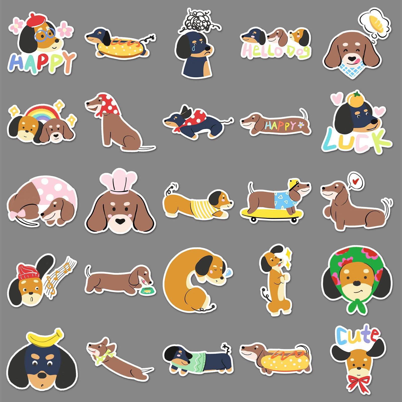 50 Pcs Dachshunds Stickers for Kids Teens Adults Boys Girls Gift,Dachshunds Stickers Pack for Laptop,Skateboard,Luggage,Car,Bike - Image 3