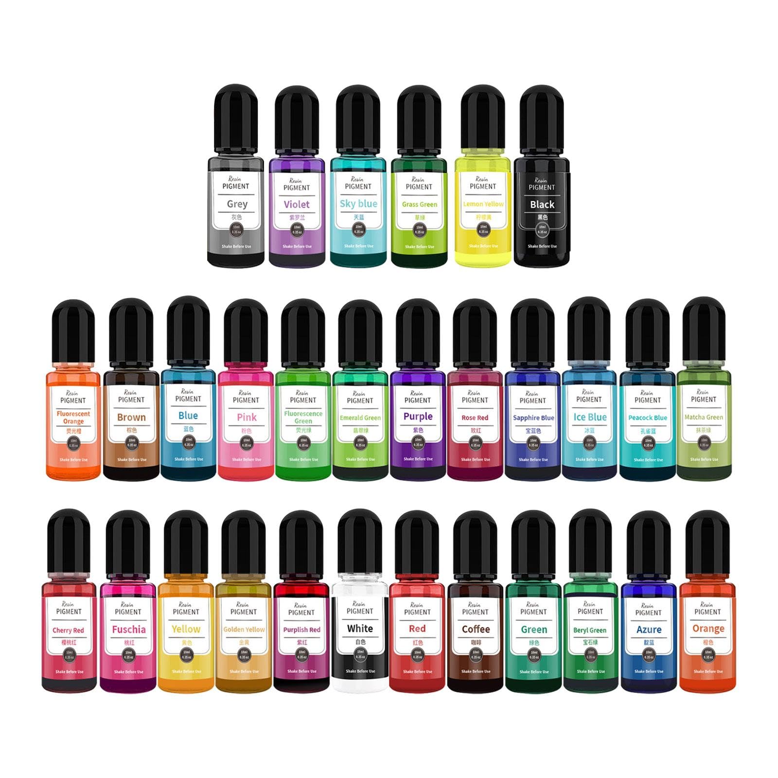 TISHITA 24 Piezas Pigmento Epoxi Líquido para Resina Artesanal Tinte para Joyería Pintura para Manualidades DIY Adecuado para Bisutería Fabricación, 30 Uds., Individual