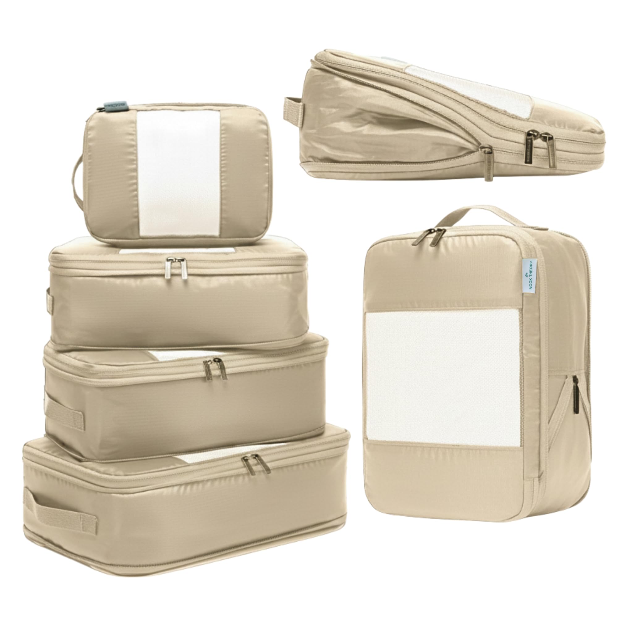 6-Pack Large Compression Packing Cubes for Travel - Lightweight Compression Packing Cube Set, Water-Resistant Luggage Organizer Bags & Suitcase