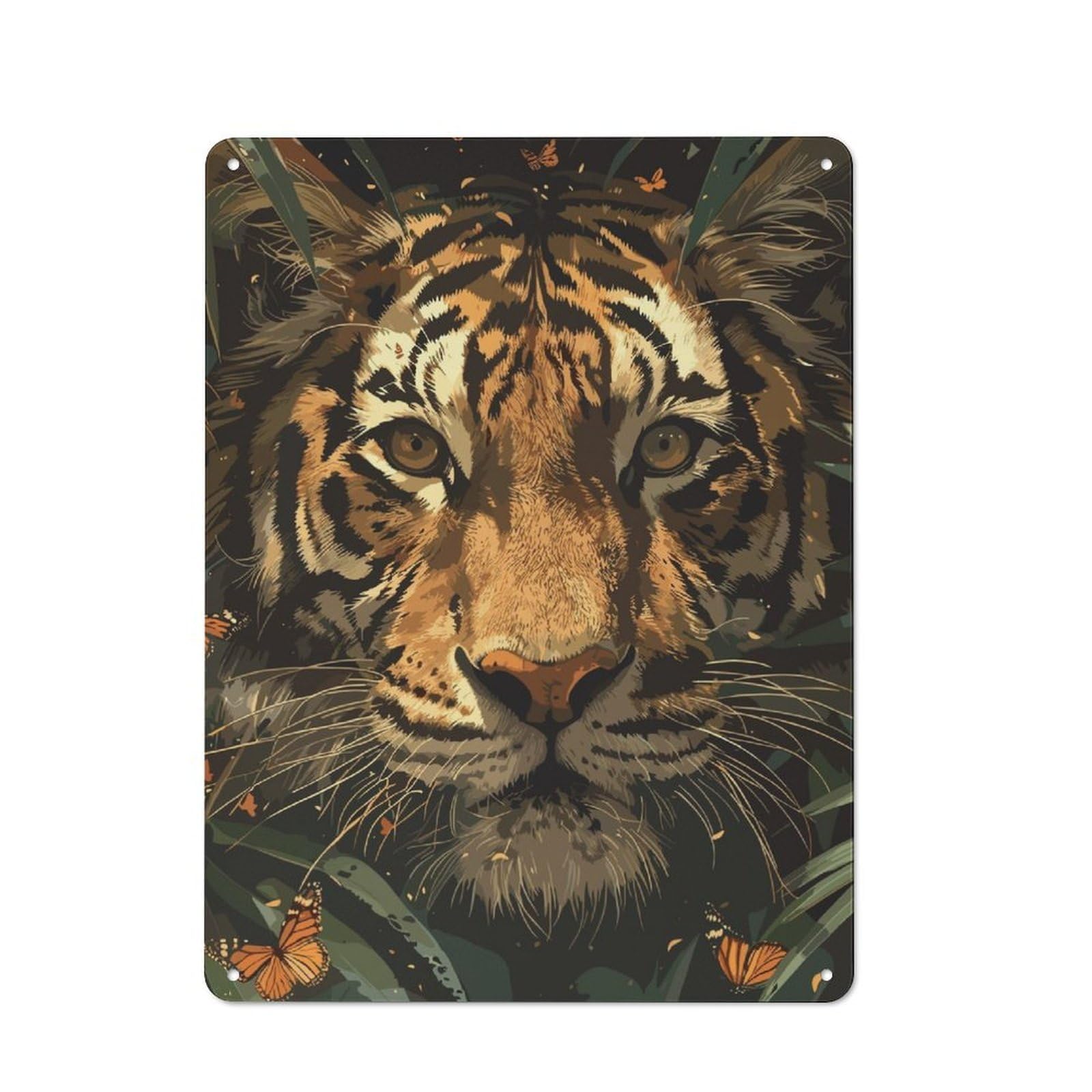 Junmoney Tiger King For Home Office Or Studio, Retro Tin Wall Plaque 40X30cm, A Housewarming Gift For Creative Workspace Decorators