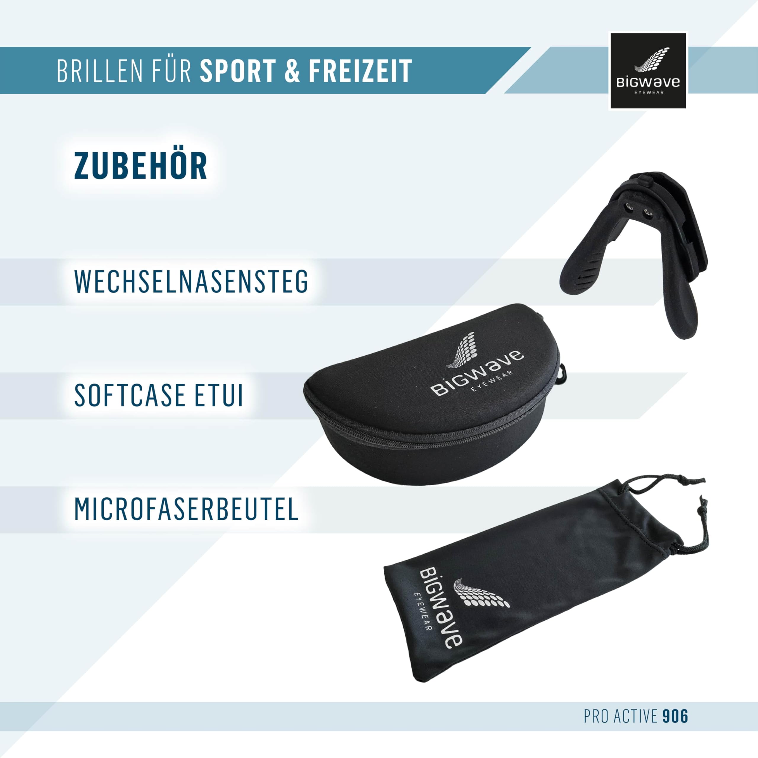 BIGWAVE 906 Sportbrille Schnelle Brille Fahrradbrille Sonnenbrille für Damen und Herren UV400 mit verspiegeltem Gläsern im Shield-Design. Anti-Beschlags-Beschichtung