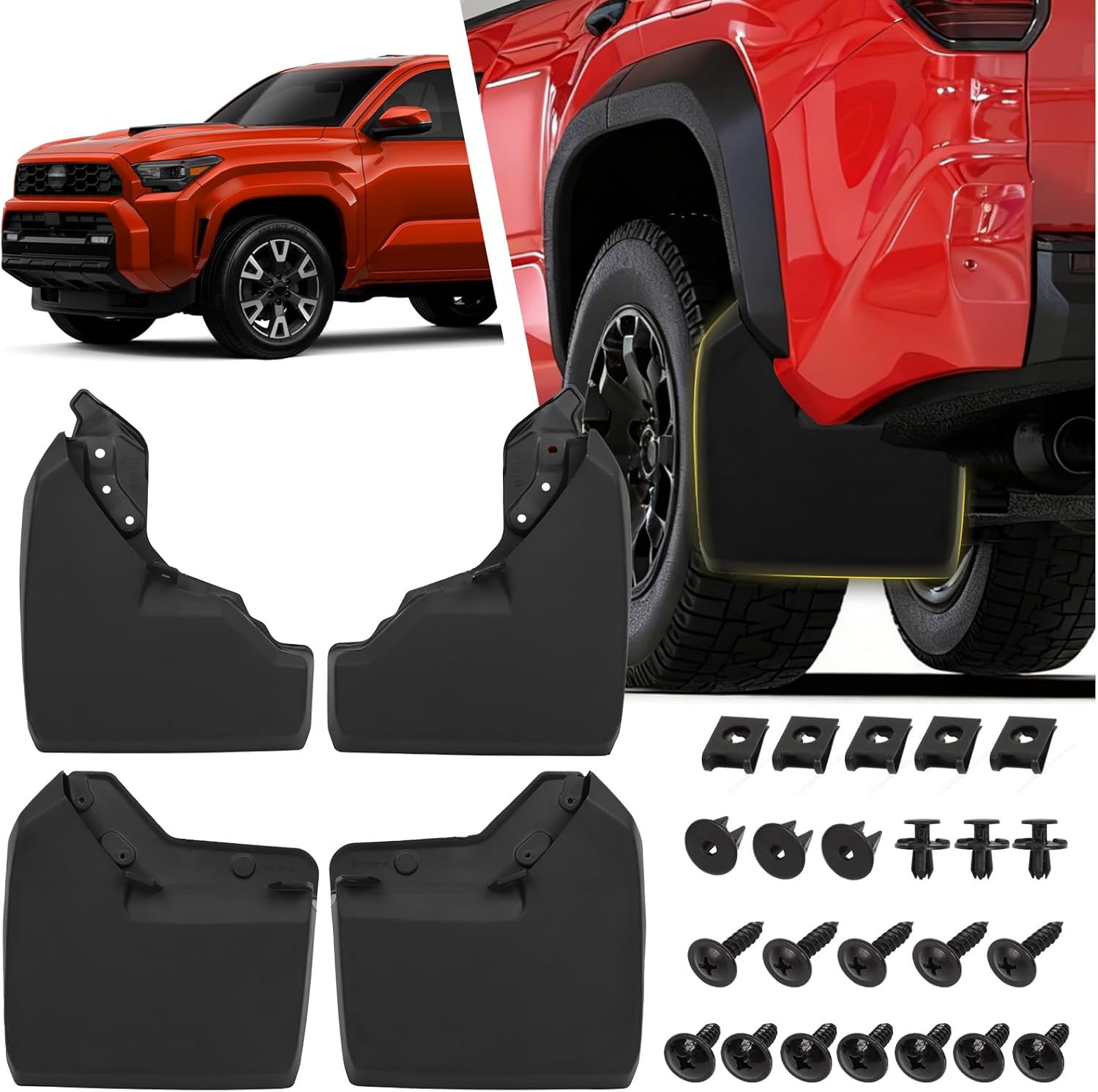Mud Flaps Fit for 2026 2025 Toyota 4Runner Mudflaps 4pcs Front Rear Mudguards kit with Hardware 4Runner Accessories 6th Gen Splash Guards Protection (Standard Width)