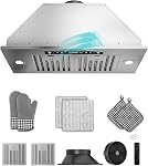 30 inch Built in/Insert Range Hood 900 CFM, Stainless Steel | Gesture/Touch/Remote Control, 4-Speed Fan, Ducted/Ductless Convertible, LED Lights, Dishwasher Safe Filters