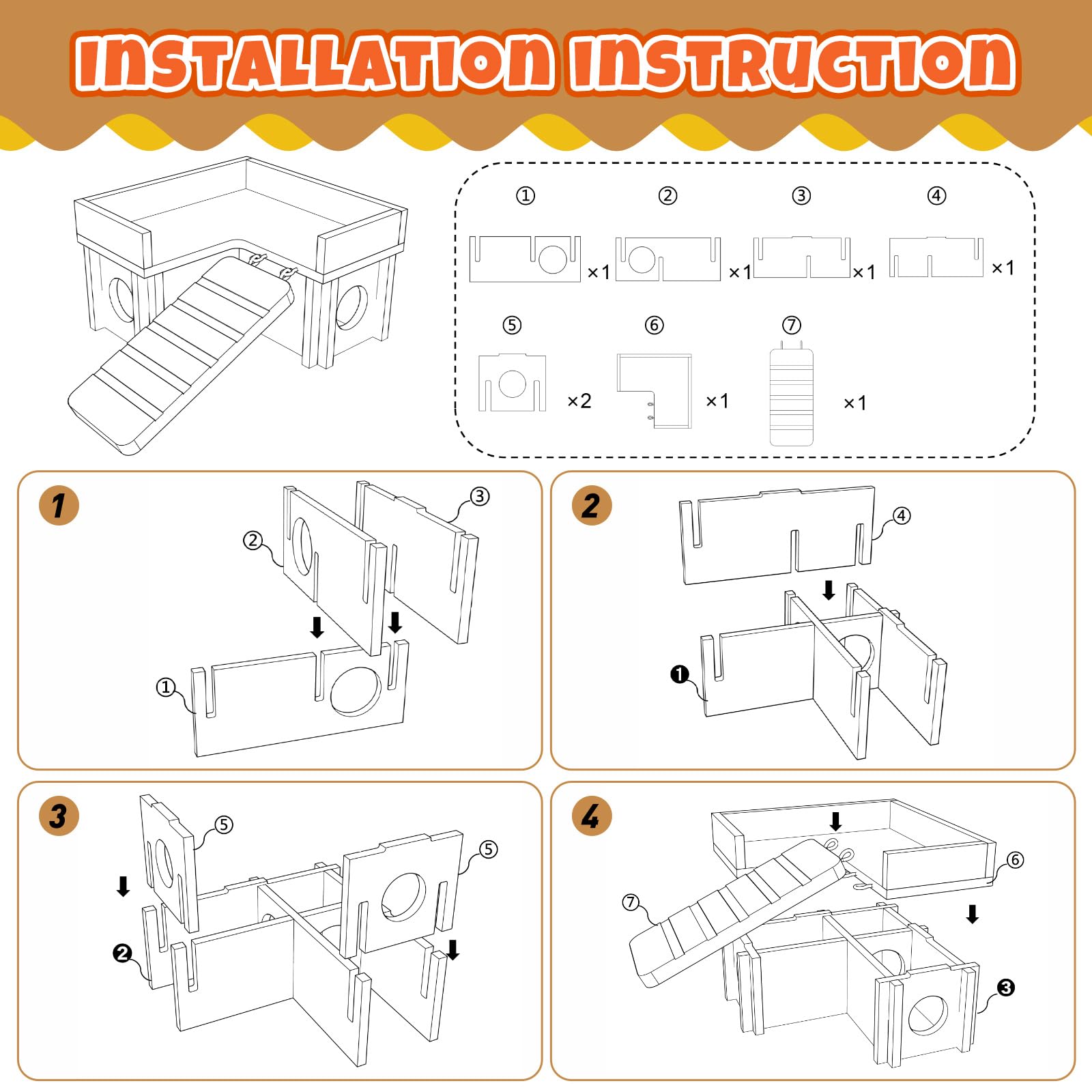 Lot de 19 jouets pour hamster, tronc d'arbre en bois, tunnel, tube silencieux, roues d'exercice, bouteille d'eau, bol de bain de sable, 10 types de jouets à mâcher pour hamster, habitat