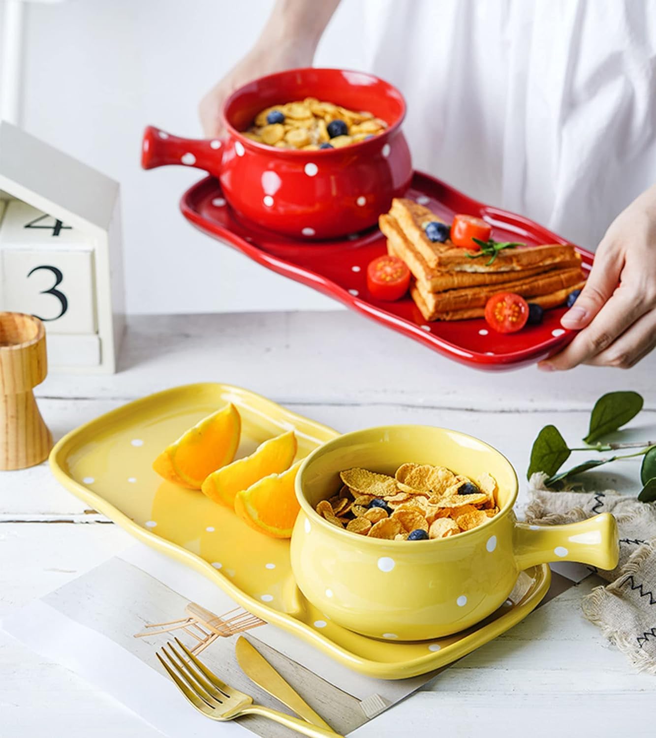 Elegancki ceramiczny zestaw zastawy stołowej z talerzami do serwowania, miseczkami do zupy i uchwytem na krakersy, trwała zastawa stołowa do rodzinnych posiłków, rozrywkowych gości, codziennego użytku