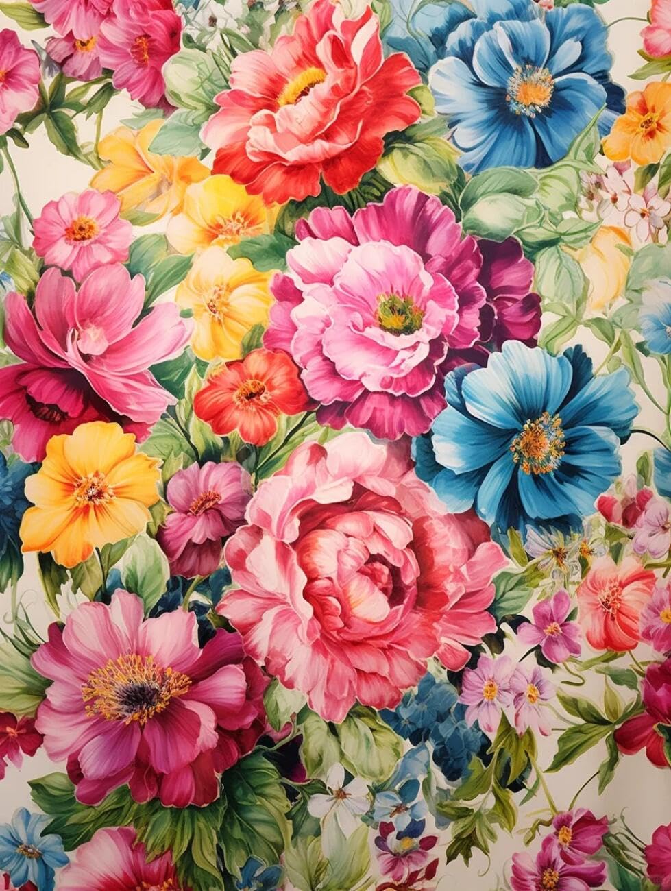 RKFLGEW 14CT Cross Stitch Kits for Adults Watercolor Flowers DIY Cross Stitch Patterns Kits Crafts Needlework Embroidery Set for Home Decor 40x50cm
