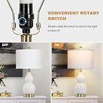 Double Gourd Ceramic Table Lamps Set of 2, Modern White Bedside Lamps for Night Stand, Contemporary Nightstand Lamps for Bedroom Living Room (Bulb Included)