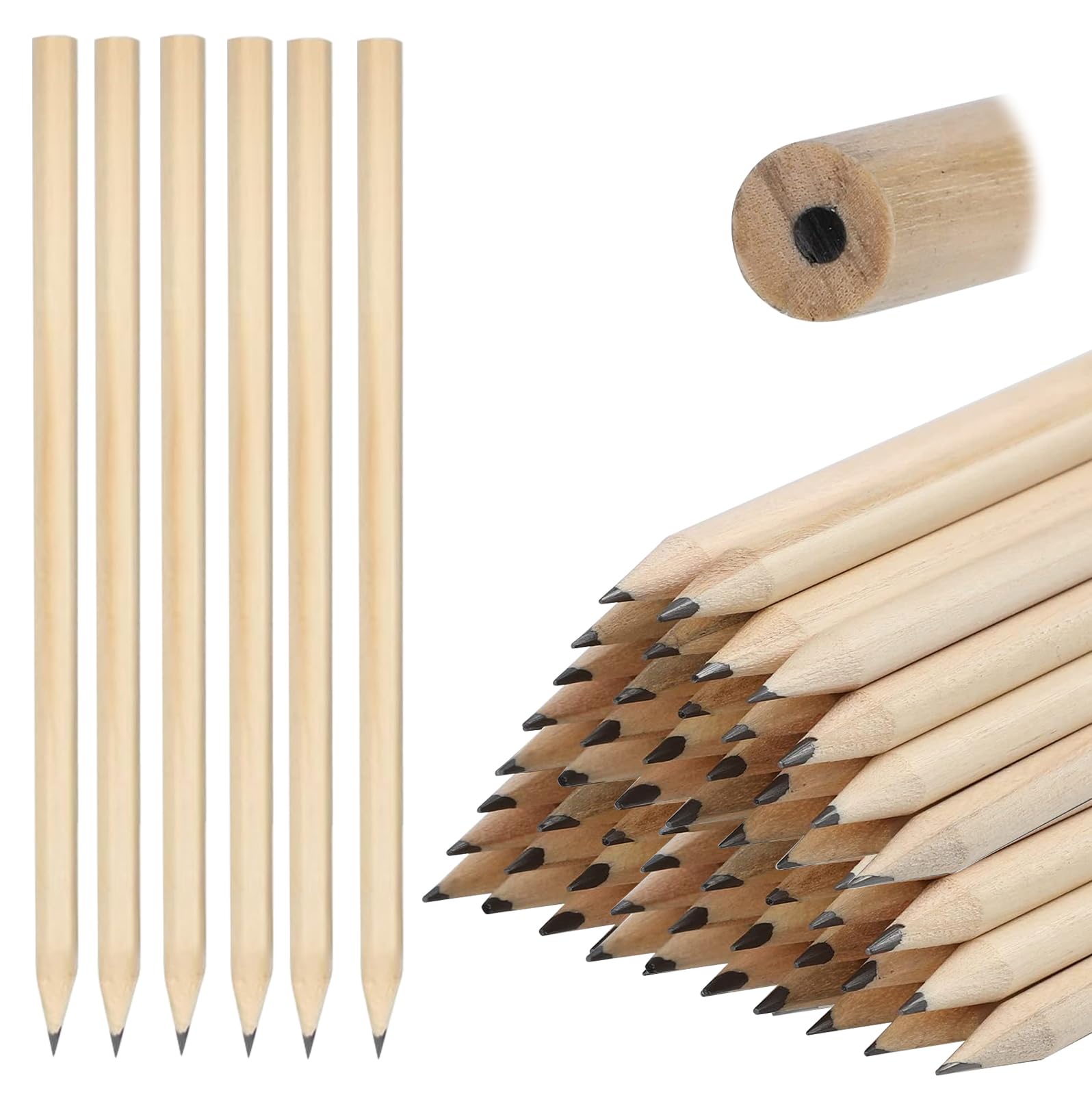 200 Matite HB in Legno Naturale 17,7 cm x 0,7 cm per Bambini e Studenti - Set Matite Grafite per Forniture Scolastiche (Rotonde)