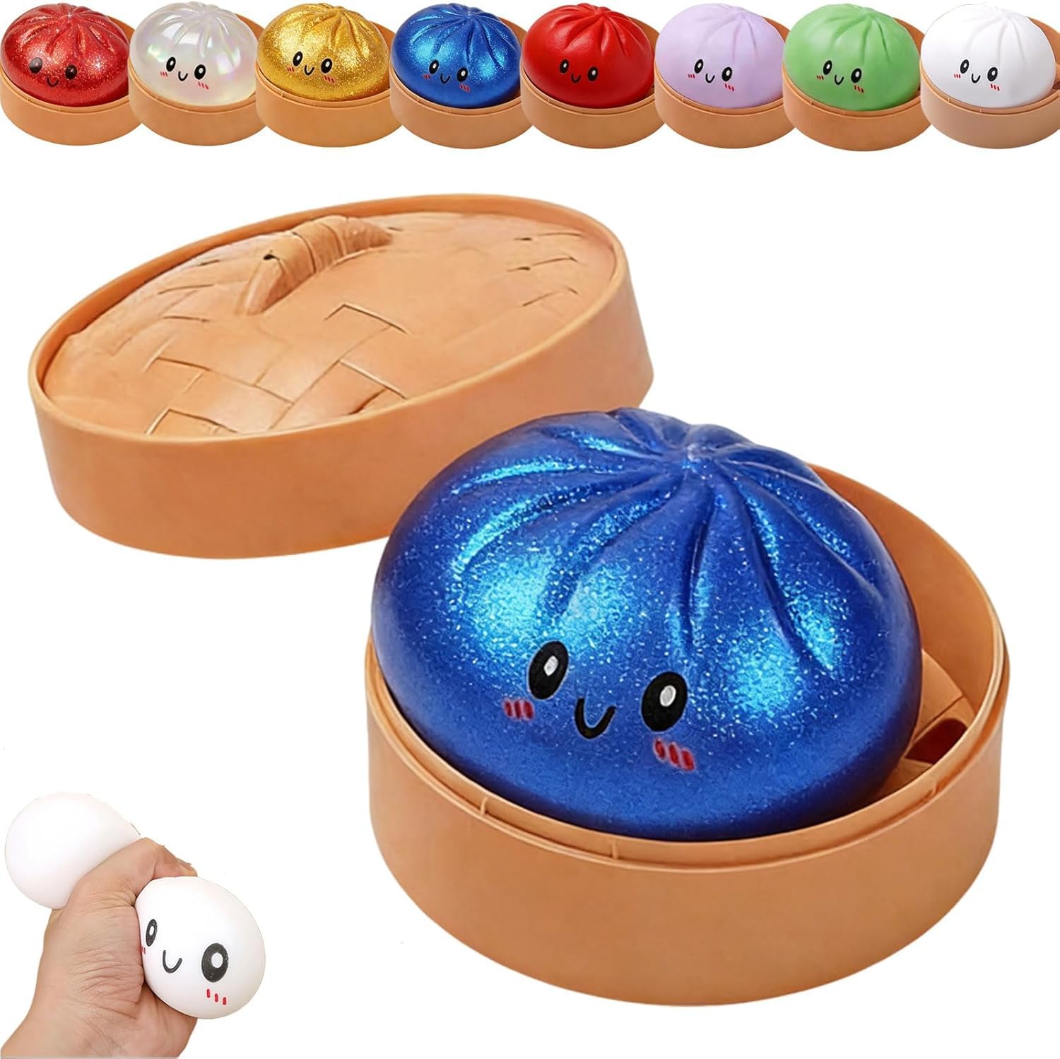 Dumpling Squishy Mystery Box – Viral Glitter Squishy Dumpling Toy, Surprise Mini & Giant Slow Rising Stress Relief Gift (Transparent Yellow) — view 10