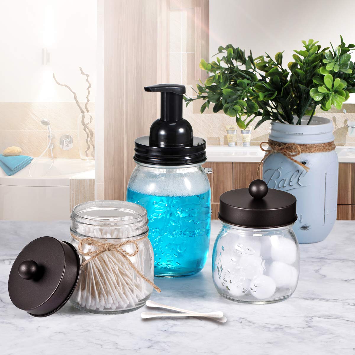 SheeChung Mason Jar Bathroom Apothecary Jars Rustproof Stainless