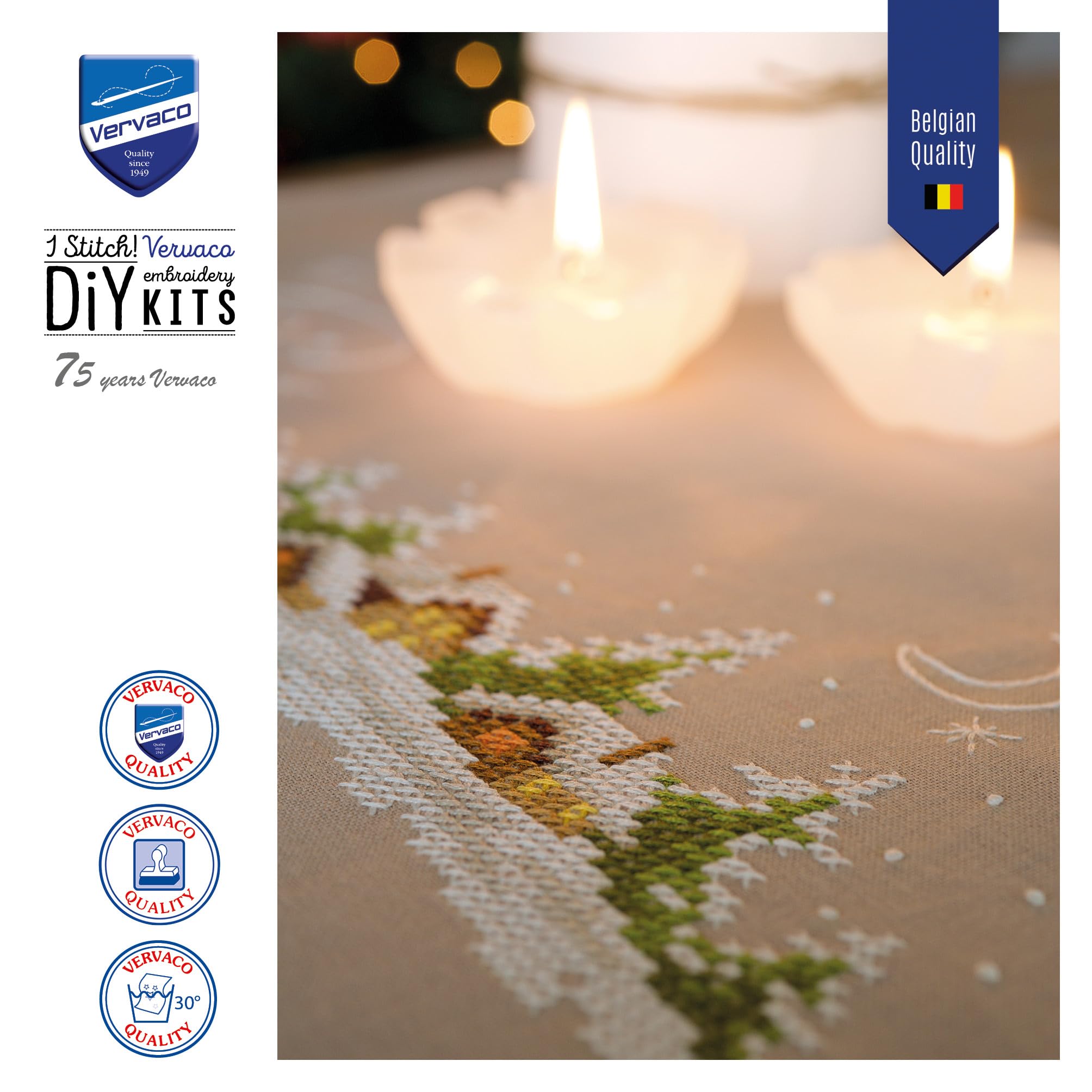 VERVACO Kit Centrotavola Ricamo Prestampato Villaggio di Neve Set Ricamo Biancheria da Tavola 40 x 100 cm Set Fai da Te Creativo Size Kit Hobby Creativi Adulti Casa Decor Embroidery Embroidery Runner
