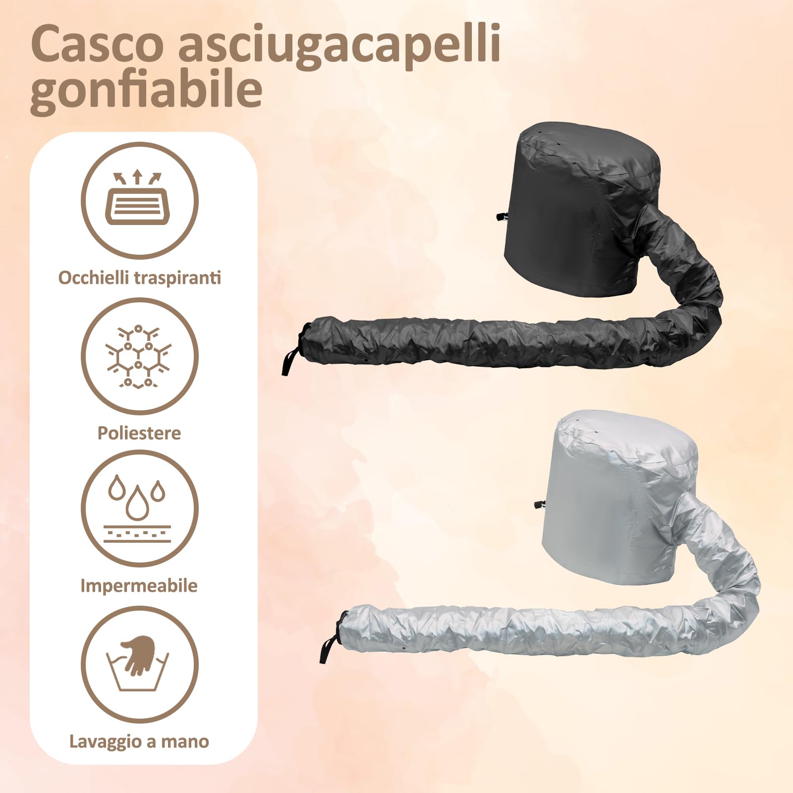 2 Pezzi Casco per Asciugatura Cuffia Asciugacapelli, Cuffia Casco Asciugacapelli per Ricci per Phon per Uso Domestico, Asciugatura