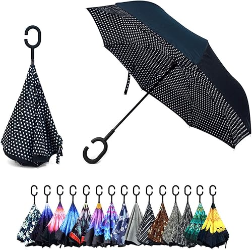 Paraguas invertido a prueba de viento para hombres y mujeres, apertura y cierre automáticos