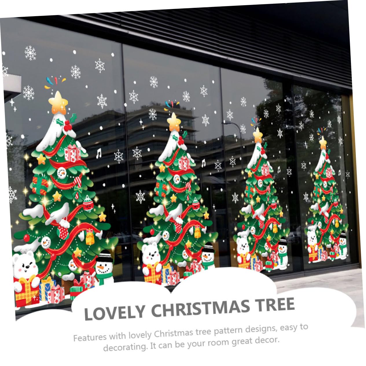Cabilock 5 Hojas De Pegatinas Para Árboles De Navidad Luces Navideñas Para Ventanas Calcomanías Para Pared De Guardería Calcomanías Navideñas Para Ventanas Adornos Navideños Bolas