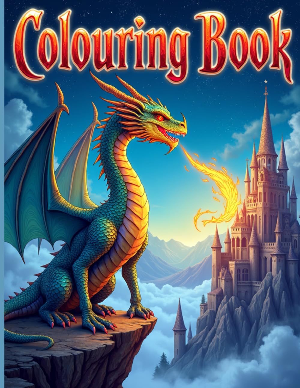 Colouring Book: Mystical & Legendary Dragons, Fantasy Landscapes and Intricate Designs for Adults
