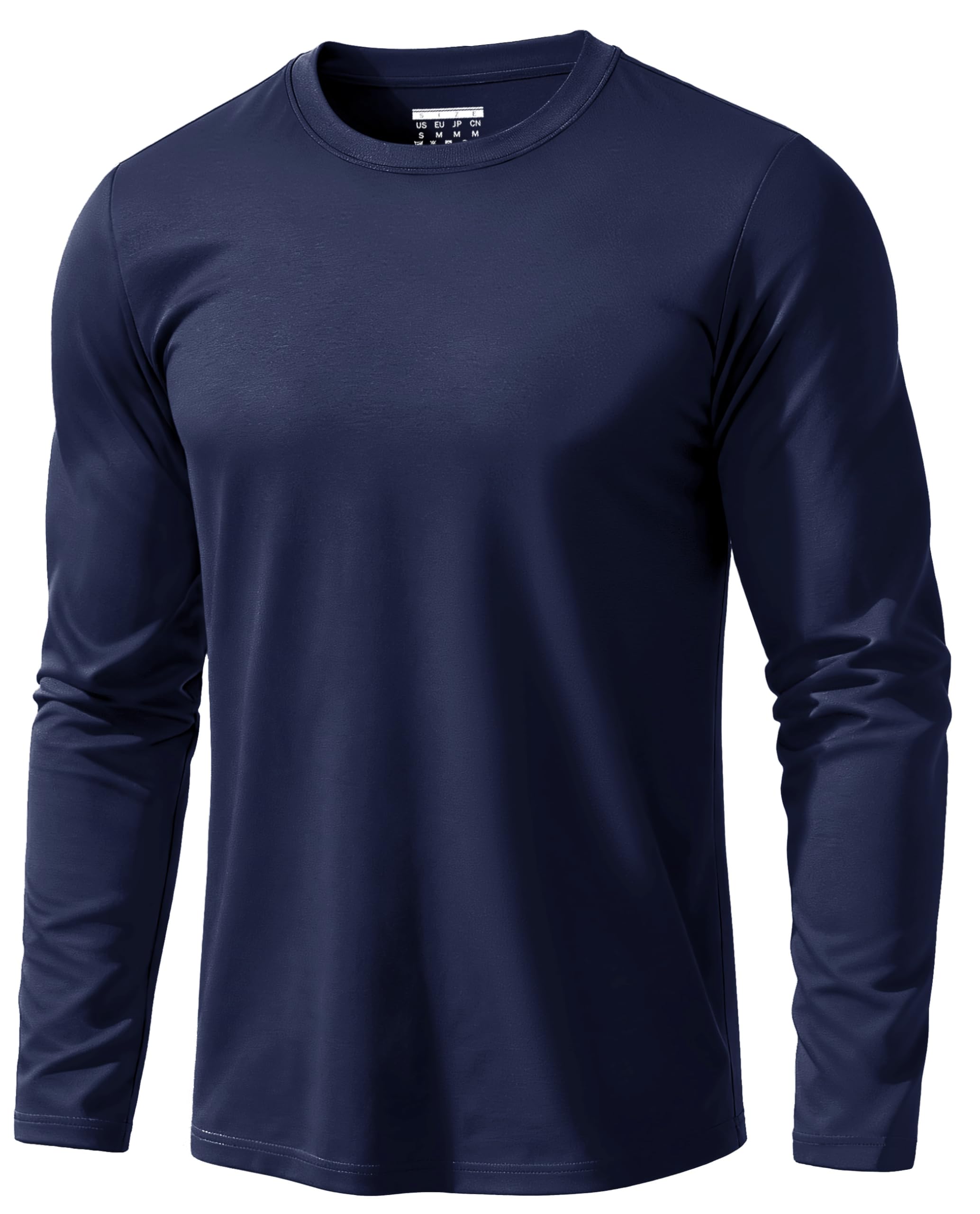 EKLENTSON T Shirt Herren Langarm Basic Baumwolle Rundhals Shirts | Hautfreundlich, Atmungsaktiv, Komfortabel, Regular Fit, Moisture Wicking, Freizeit, Einfarbig, Casual