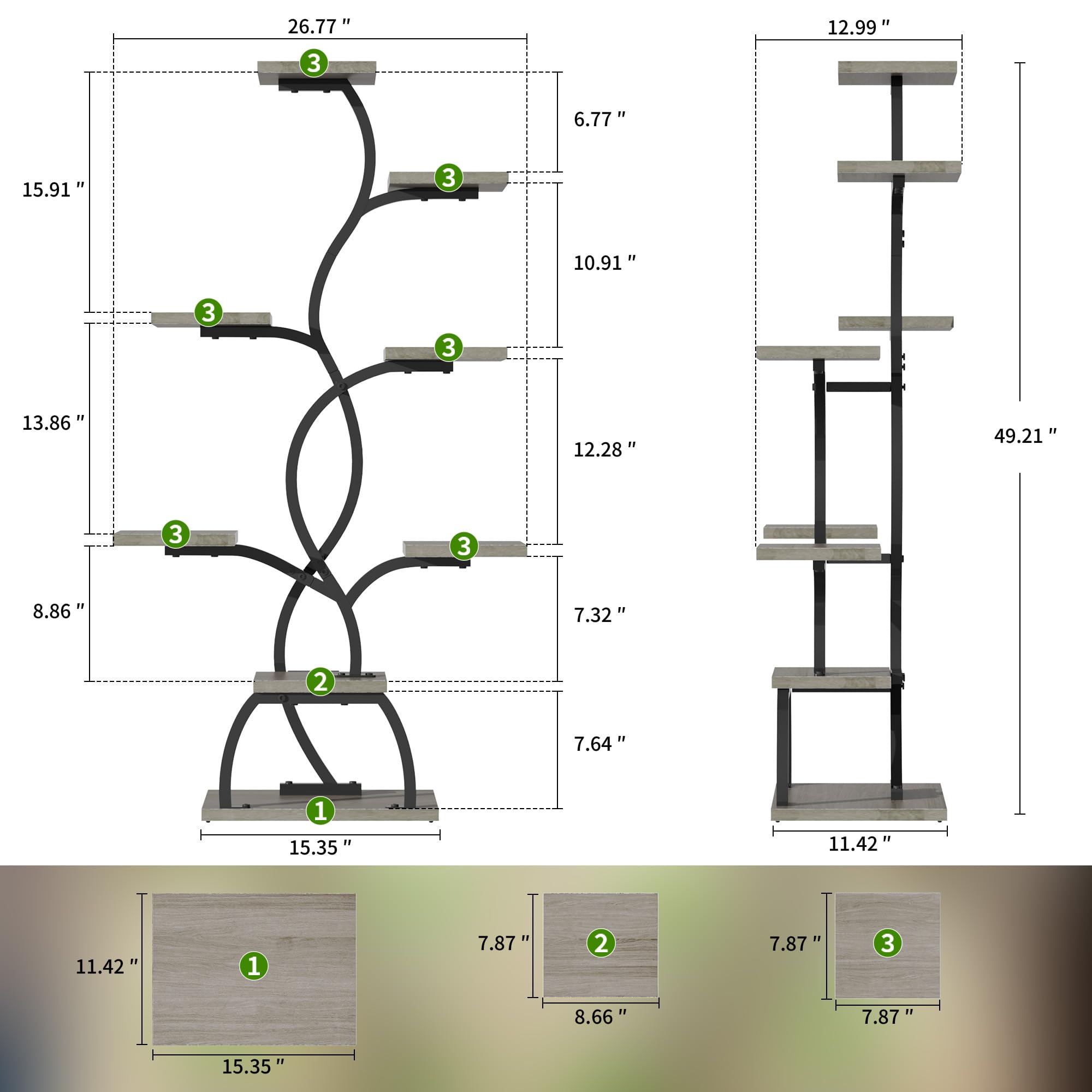 EVAWOO Support pour plantes d'intérieur avec lampe de croissance – Étagère d'angle à 8 niveaux pour plantes, étagère d'angle pour plantes de 124,5 cm de haut avec lumières pour culture en intérieur