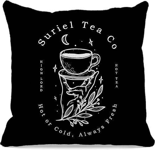 ACOTAR Gift Suriel Tea Co - Funda de almohada de 18 x 18 pulgadas, una corte de espinas y rosas, funda de cojín decorativa para biblioteca, hogar,