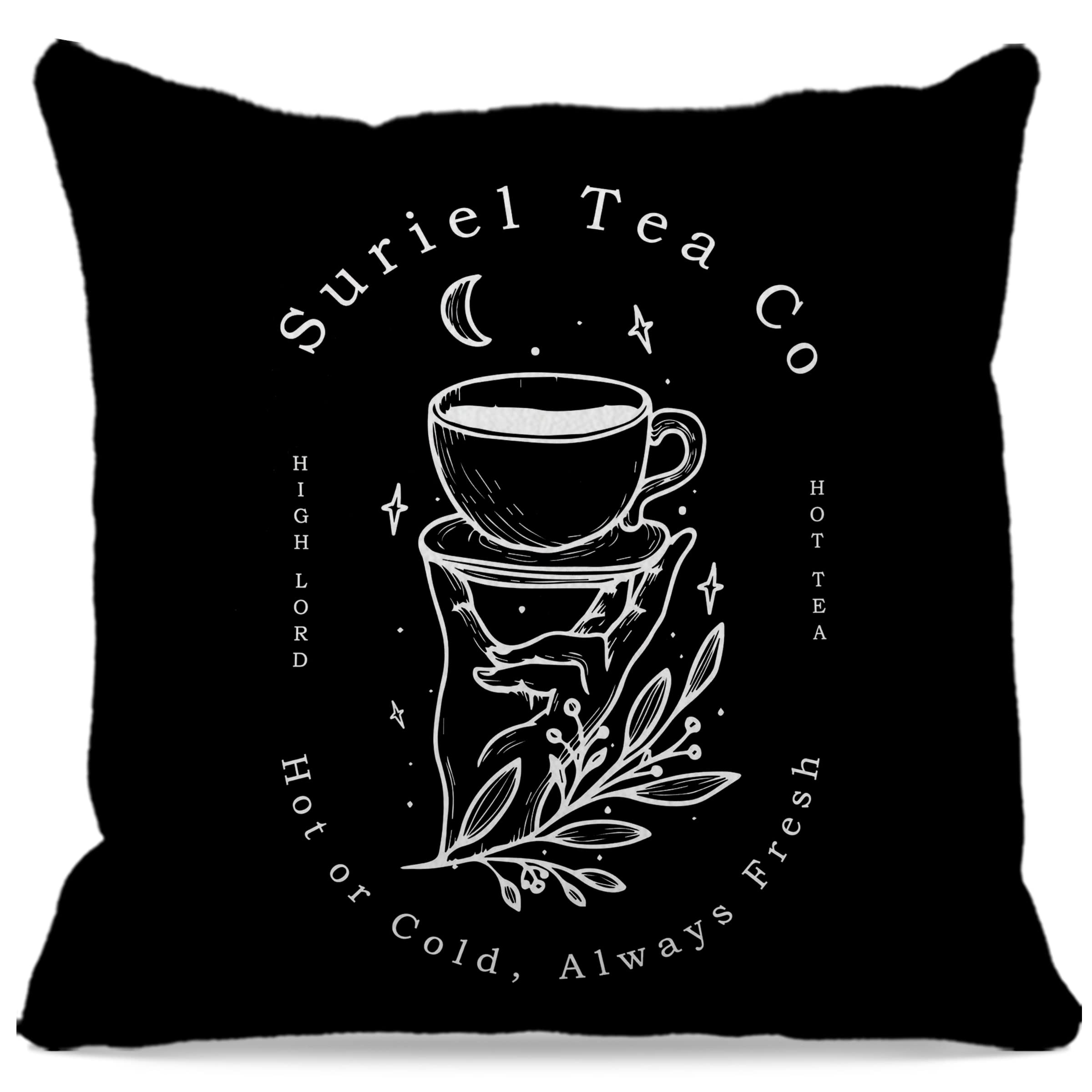 ACOTAR Gift Suriel Tea Co Throw Pillow Case 18″×18″,A Court Of Thorns And Roses Bookish Decorative Cushion Cover for Library Home Living Room Bedroom Couch Sofa,Gifts for Book Lovers Teens Readers