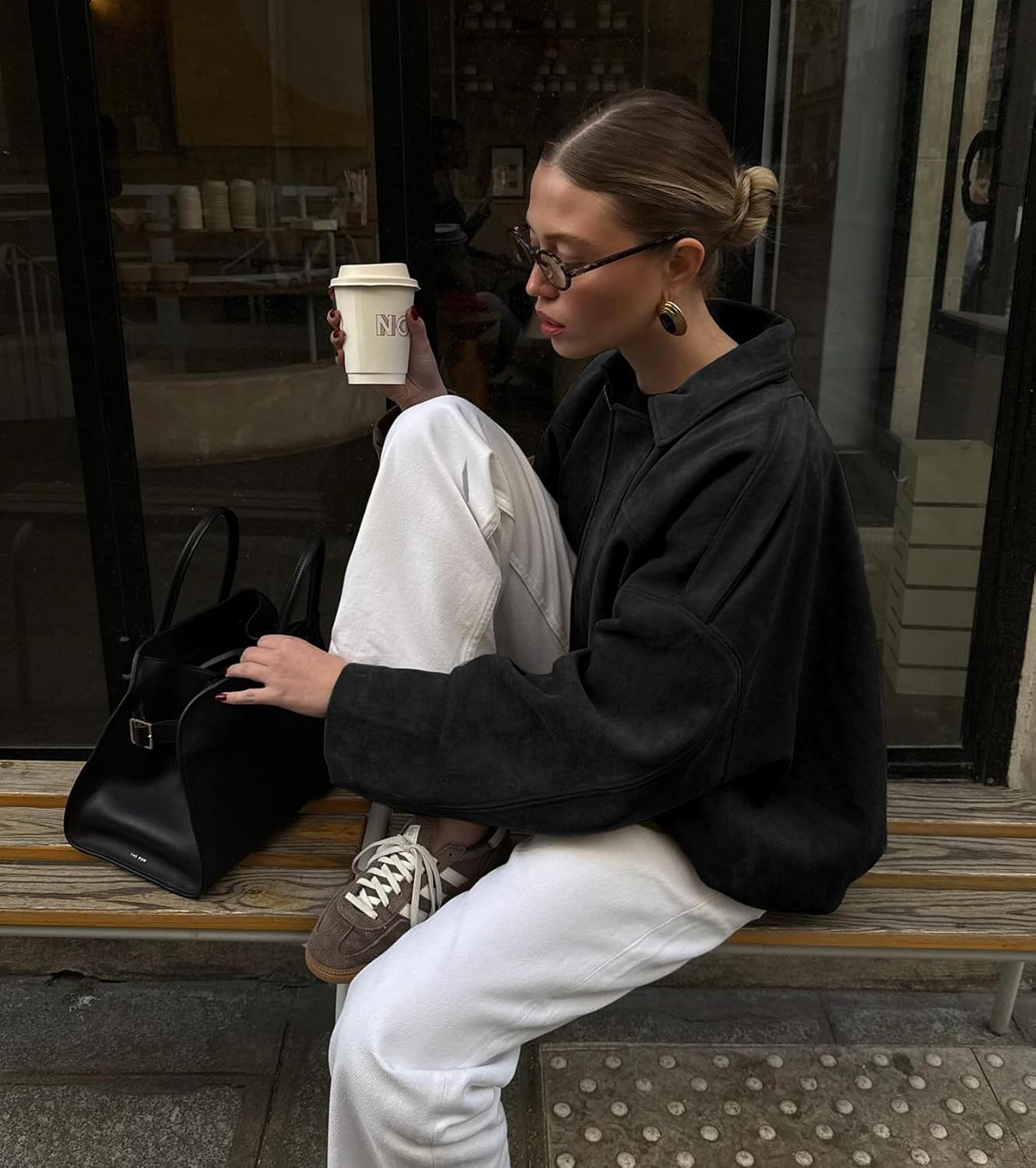 Womens Faux Suede Bomber Jacket Casual Lapel Pilot Cropped Coat Oversized Motorcycle Jackets 2025 Outerwear - Image 3