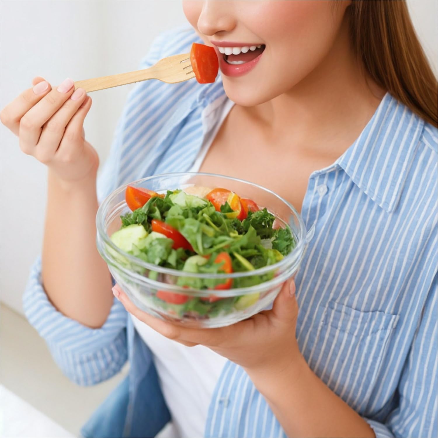 Forchette Usa e Getta, 200 Pezzo Forchette Monouso, 10 cm Bambù Forchette Legno, Biodegradabile Adatto per Picnic Campeggio Feste di Torte