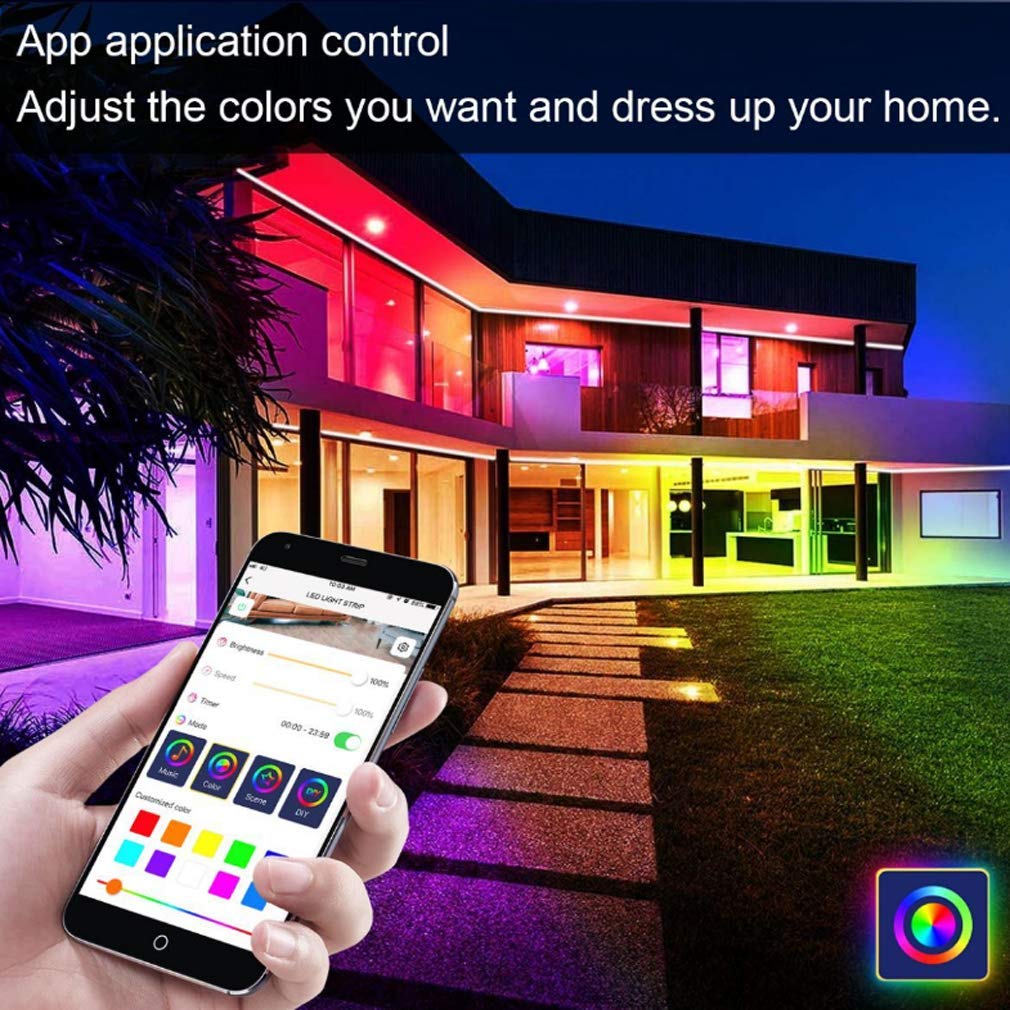 Tira Led RGB 5M, Luces Led Smart 5050 Control App Habitacion con Controlador WiFi Sincronizar Música 24 Teclas Control Remoto RF Luz De Ambiente para El Hogar Dormitorio Habitación TV Fiesta,20M