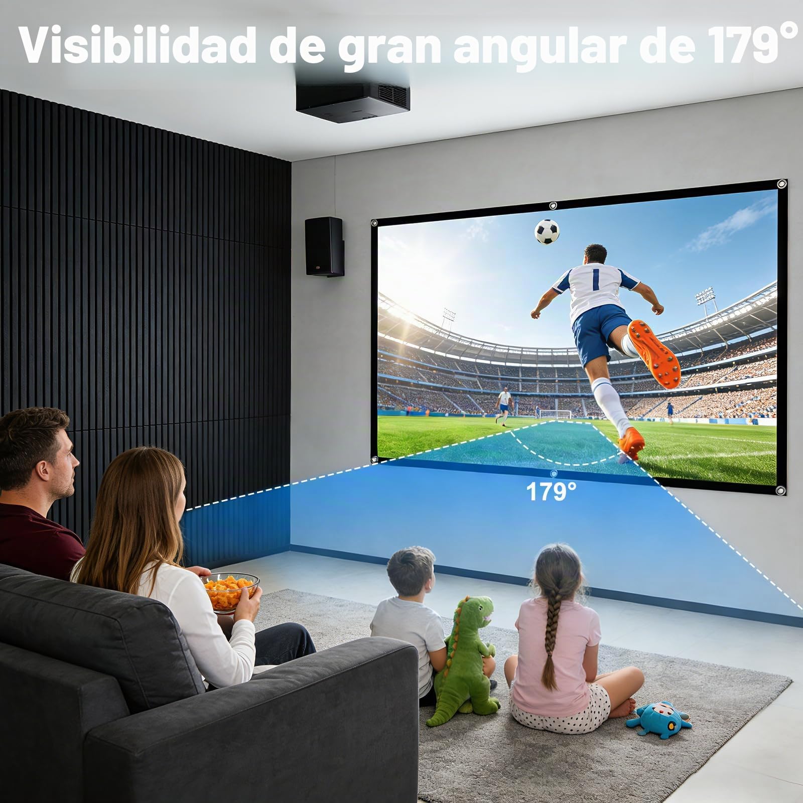Pantalla de Proyección, 100 Pulgadas 16:9 HD Antiarrugas Plegable Portátil Lavable Tela Proyecto Pantalla de Proyección Plegable Antiarrugas Pantallas de Proyección Reversibles Casa Oficina Ycamping