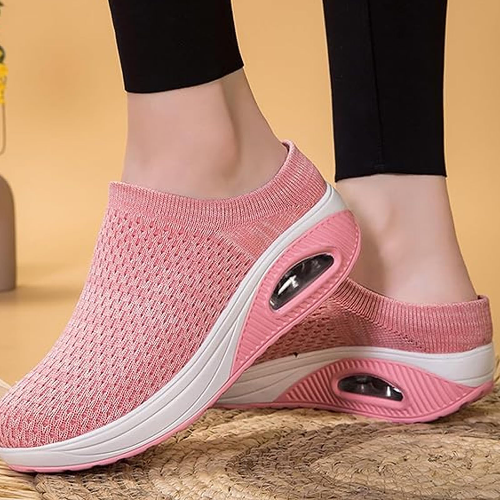 Damen Lässige Orthopädische Hausschuhe Luftkissen Gesundheitsschuhe zum Hineinschlüpfen Atmungsaktive Mesh-Sandalen Abrollschuhe Frauen rutschfeste Mules Clogs