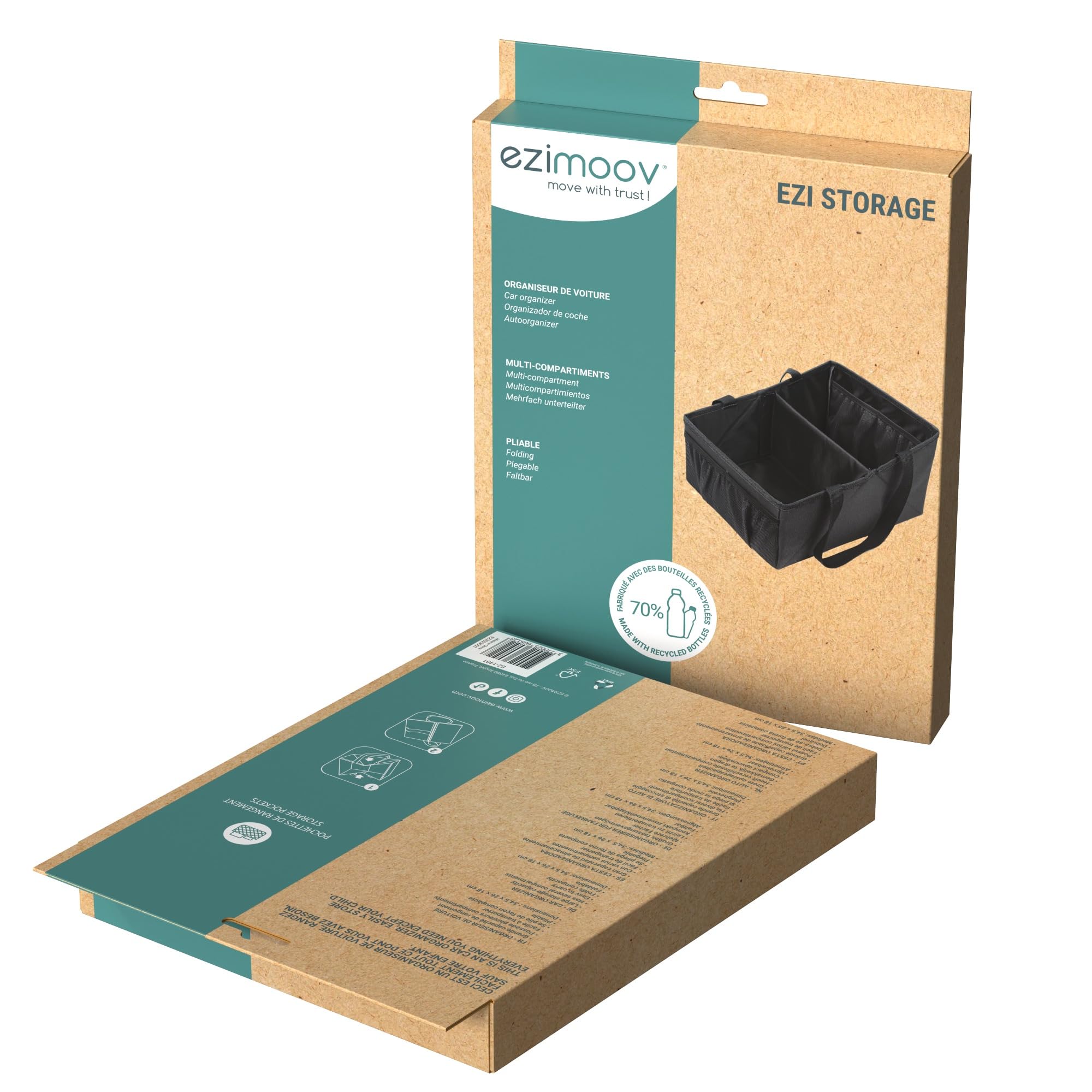 Organisateur de Voiture et Rangement pour Coffre de Voiture pour Enfants avec Compartiments Amovibles - Solution de Rangement Compacte pour les Essentiels de Bébé