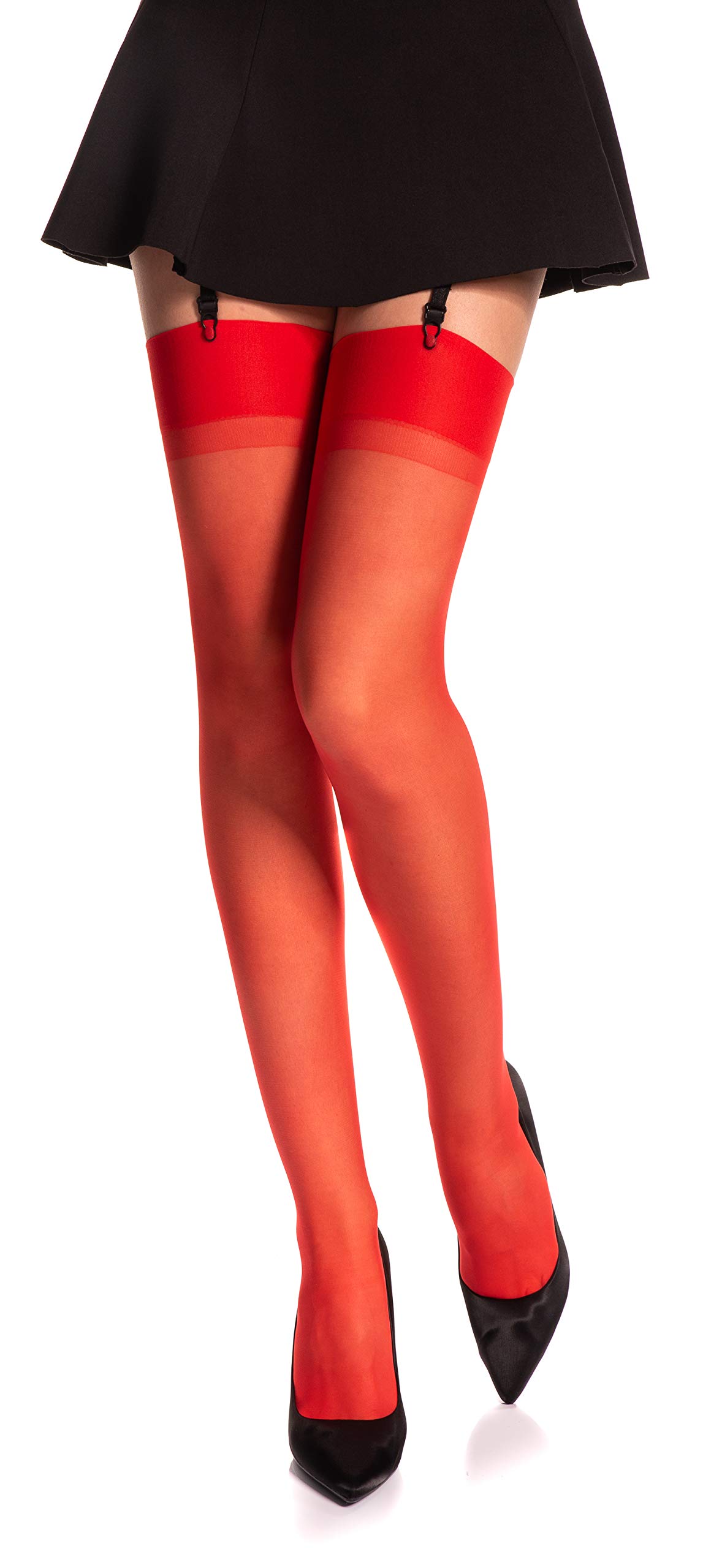 Romartex Plain Top Sheer 20 DEN Elastane Stockings, XL, red