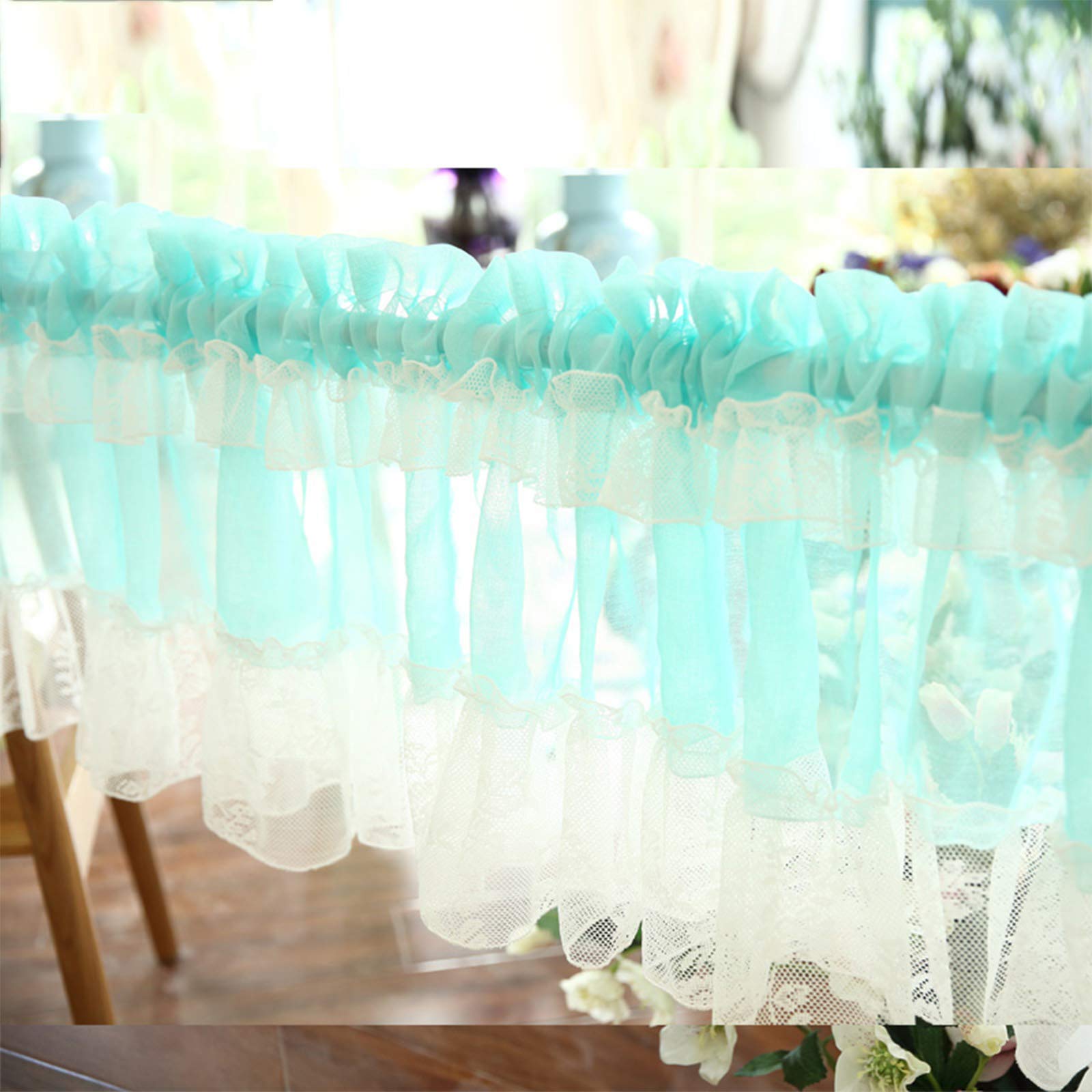 ZZXY Half Window Curtains Lace Semi Sheer Curtains Window Drapes for Bedroom Living Room Retro Style Kitchen Tiers Cafe Curtains Short Bathroom Curtain Tiers 1 Panels 78.8x27.6in