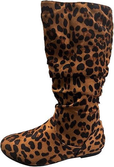 NEOKER Bottes Souple Femme Plate Compensées Talon Elastique Bottines Cuir Boots Haute Semelle