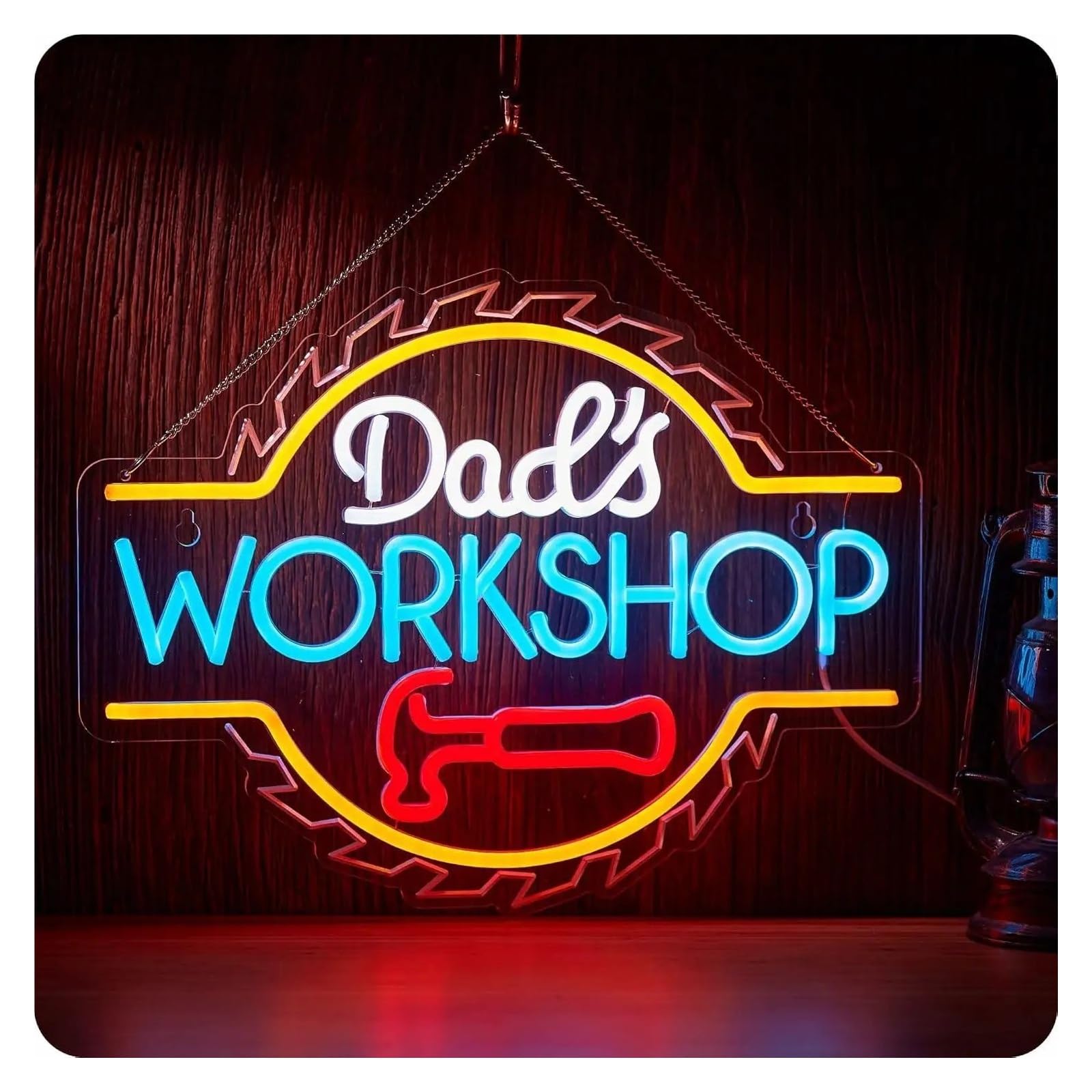 XENITE Hanging Art Neon Signs Dad's Workshop Neon Sign Auto Repair Shop Man Cave Club Party Room Home Decor Business 45cm