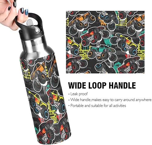 Miniatura 4 de ALAZA Botella de agua abstracta para automóvil con tapa de pajilla, aislada al vacío, de acero inoxidable, termo botella de agua de 20 onzas