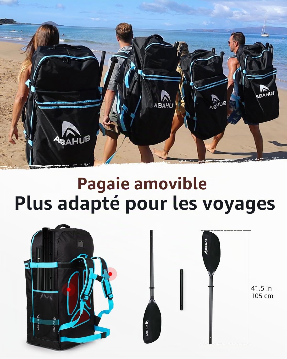 Abahub Pagaie Kayak Réglable 210cm à 230cm Rame Double Paddle Aluminium pour Kayak Aviron Bateau Canoë, Kayak Alliage D’Aluminium Tige Lames en Plastique en 12 Couleurs