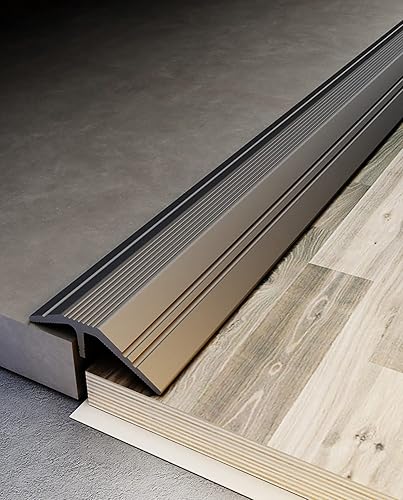 Miniatura 2 de Tira de transición de alfombra y bordes de piso, barras de transición de umbral curvadas con ranuras antideslizantes, ideales para puerta de entrada