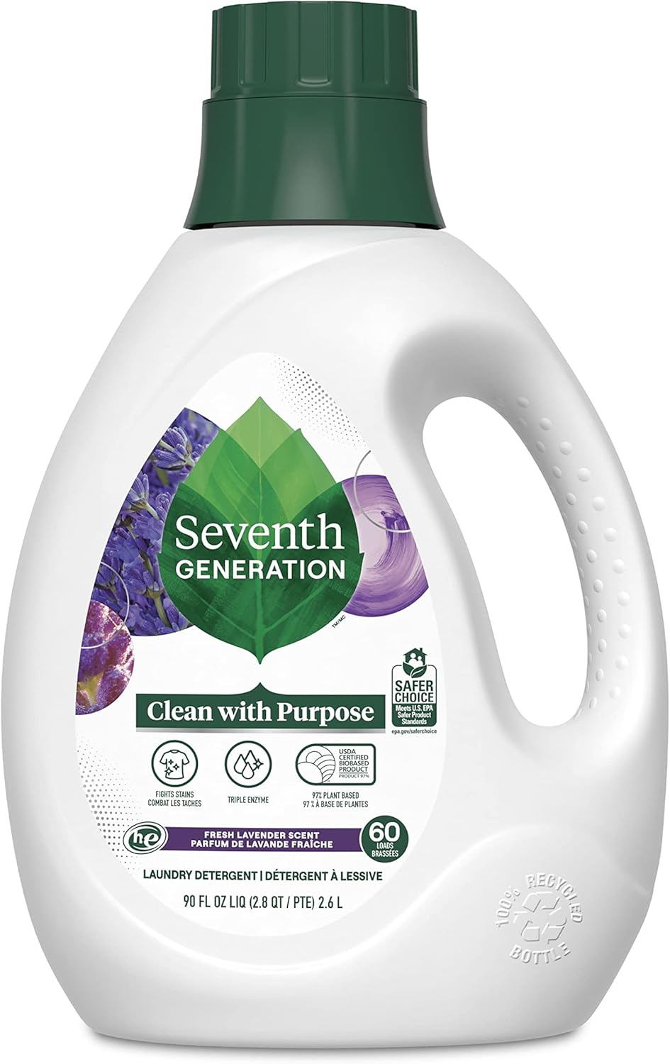 Seventh Generation Detergent Liquid fights stains Fresh Lavender Scent