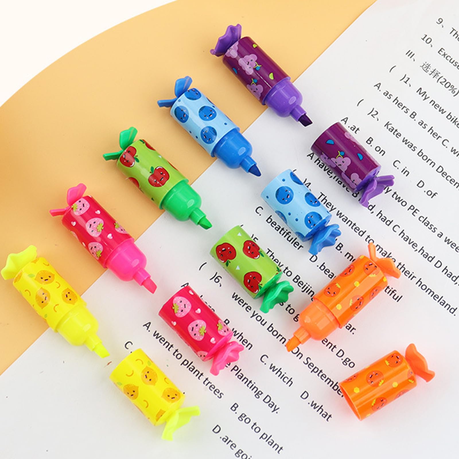 24 Evidenziatori Mini A Forma Di Caramella | Regalini Per Feste, Compleanni E Scuola - Foto 4