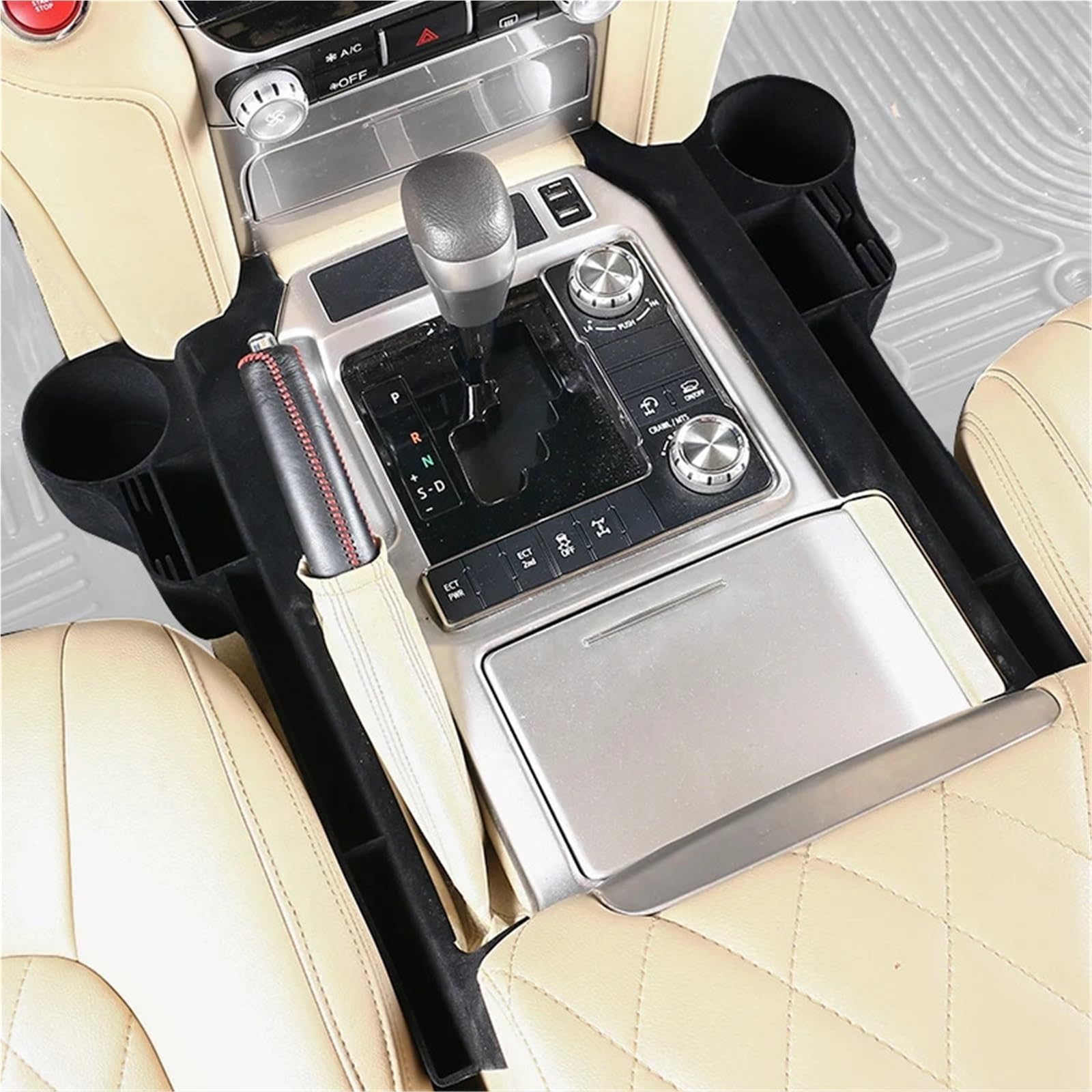 Ochrona Podłokietnika Pasuje do Toyoty, pasuje do Land, pasuje do Cruiser 200 LC200 2008-2022, schowek, tacka na kubki, modernizacja wnętrza Skórzana poduszka na podłokietniki(E)