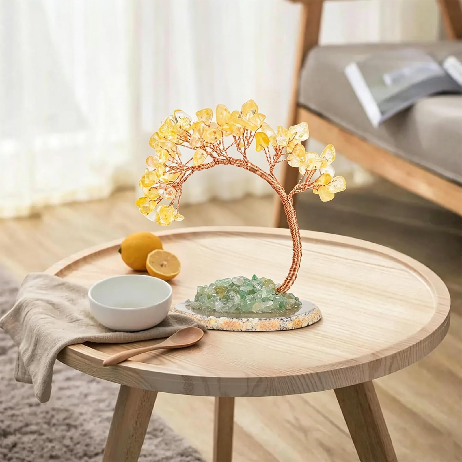 Albero Della Vita In Cristallo Giallo, Soprammobili Moderni per Casa e Ufficio, Oggetti Decorativi per la Casa Fatti a Mano, Ornamento Feng Shui per Prosperità e Fortuna, Regalo Donna