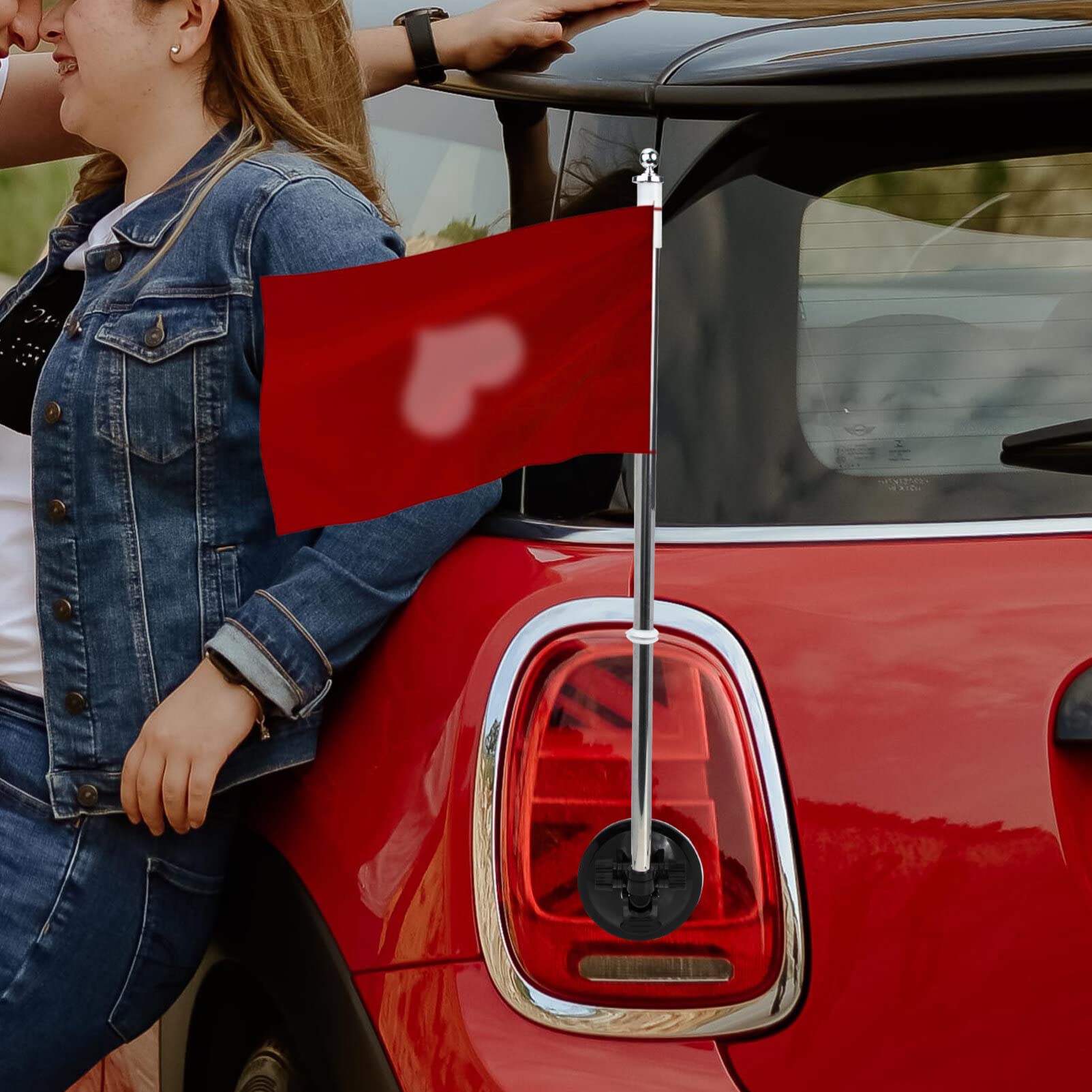 TENDYCOCO Fahnenhalter Mit Saugnapf Für Auto 51 cm Teleskop Fahnenstange Robust Für Fahrzeugparaden Und Werbung