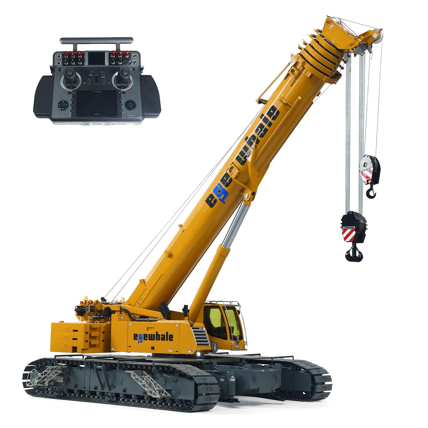 Eyewhale 1/14 Metal Remote Control Hydraulic Telescopic Crawler Crane Truck RC Hoist Model Brushless Esc Frsky Radio 5D Joystick Hobby Grade Model for Ages 14+