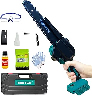 Mini Chainsaw Cordless 8 Inch, Electric Chain Saw with Brushless Motor & 2 Chains, Compatible with Makita Battery, One-Handed Portable Chainsaw, Suit for Pruning Tree & Branch Wood Cutting(Tool Only)