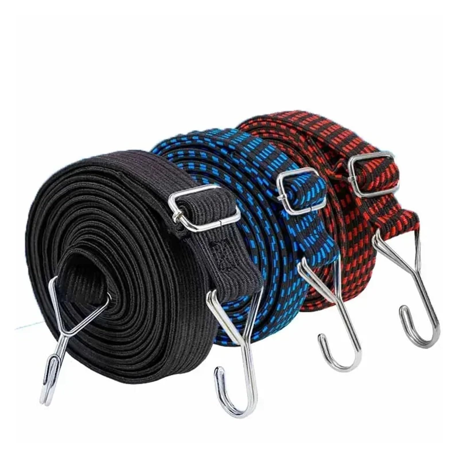 Zurrgurt, 1M Haken-Bune-Seil, verstellbar, strapazierfähig, for päck, Spanngurte, flaches, elastisches Gummi-Stretch-Seil for Motorräder, gute Zähigkeit für Auto, Fahrradträger & Motorrad(Red 1M)